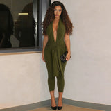 Women's Halter Neck Draped Leggings Romper