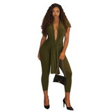 Women's Halter Neck Draped Leggings Romper