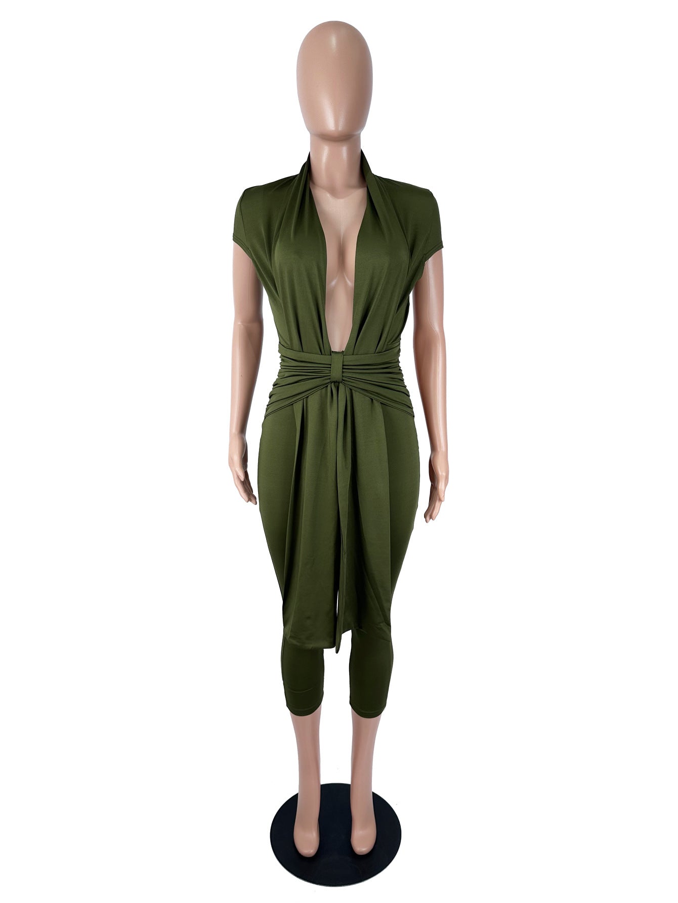 Women's Halter Neck Draped Leggings Romper