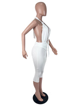 Women's Halter Neck Ruched Capri Romper