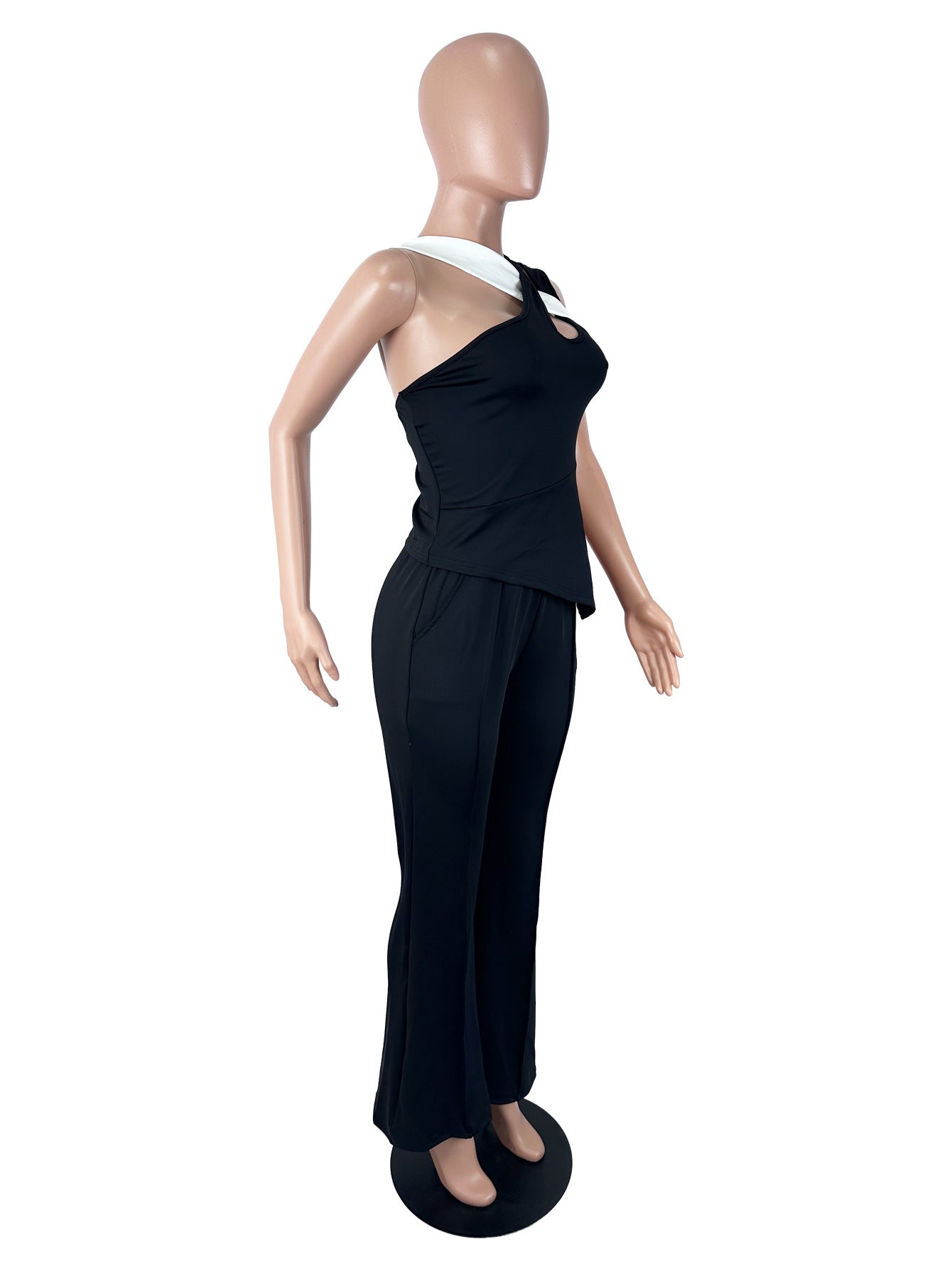 Women's Asymmetric Peplum Top and Pants Set