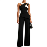 Women's Asymmetric Peplum Top and Pants Set