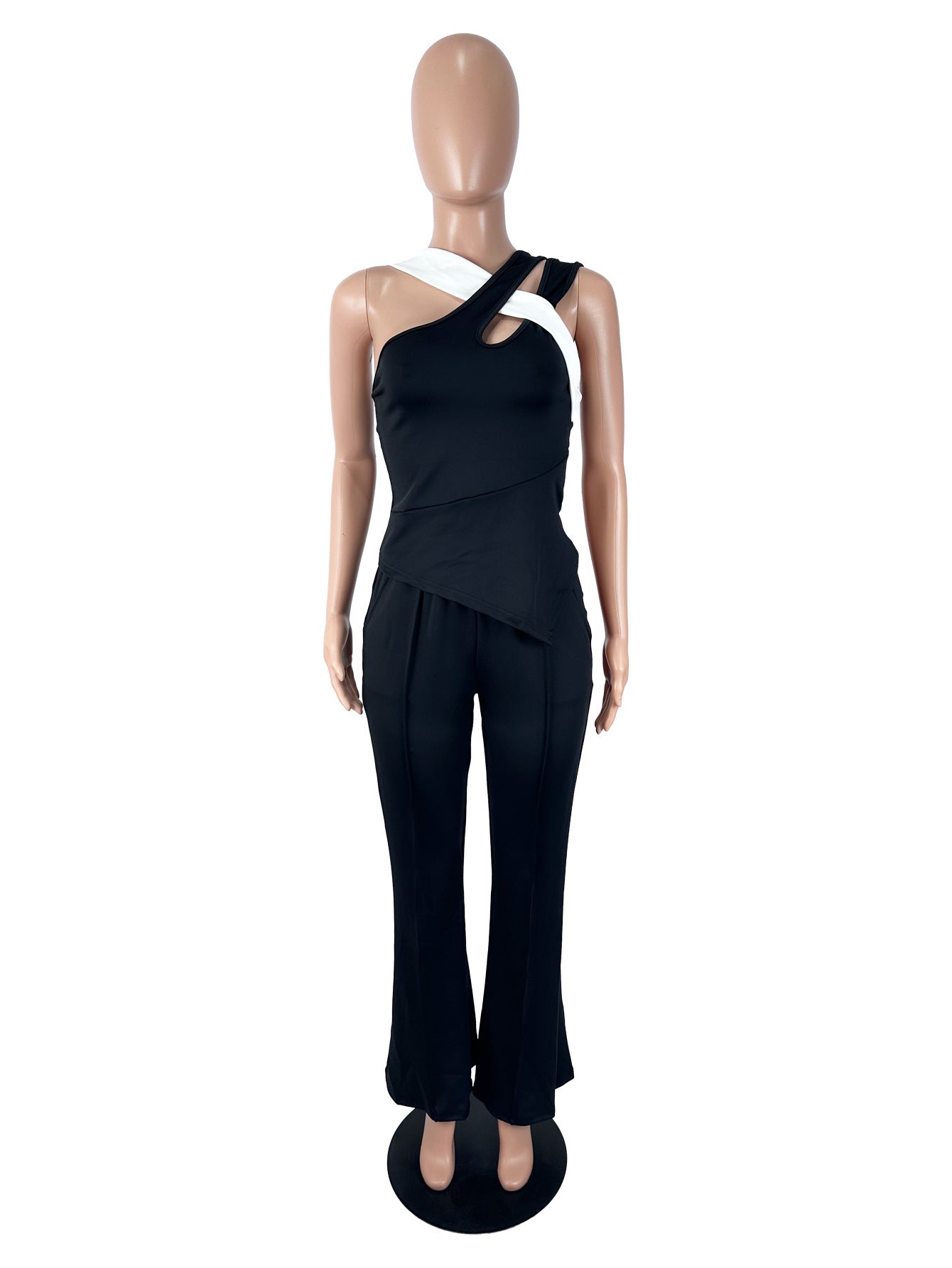 Women's Asymmetric Peplum Top and Pants Set