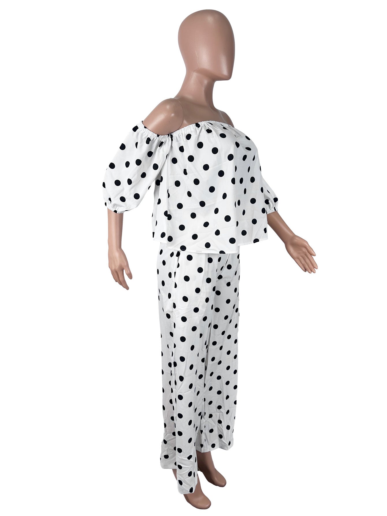 Women's Polka Dot Off Shoulder Pants Set