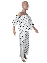 Women's Polka Dot Off Shoulder Pants Set