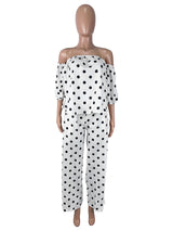 Women's Polka Dot Off Shoulder Pants Set