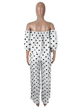Women's Polka Dot Off Shoulder Pants Set