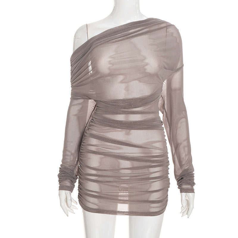 Women's Ruched One Shoulder Mini Dress