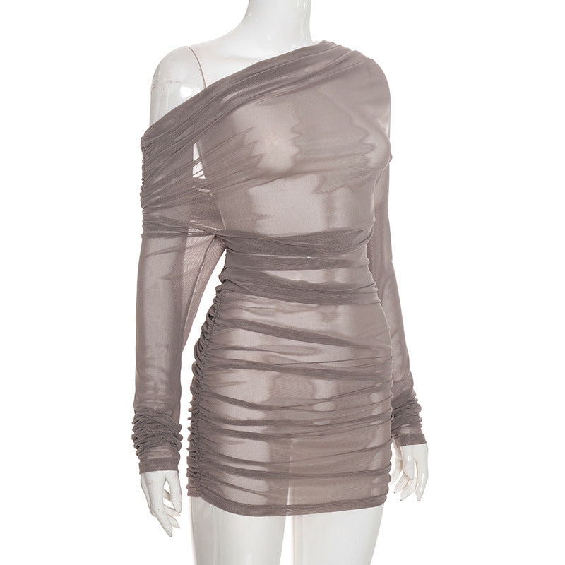 Women's Ruched One Shoulder Mini Dress