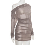 Women's Ruched One Shoulder Mini Dress