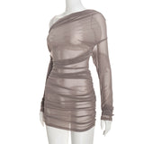 Women's Ruched One Shoulder Mini Dress