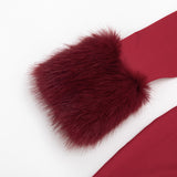 Women's Faux Fur Trim Long Sleeve Mini Dress
