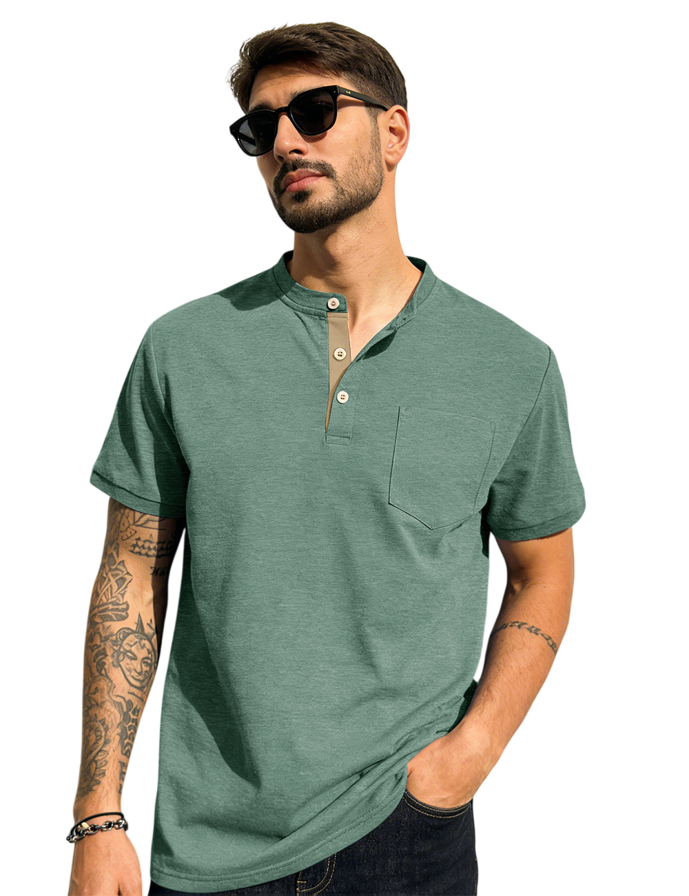 Men's Short Sleeve Henley T Shirt