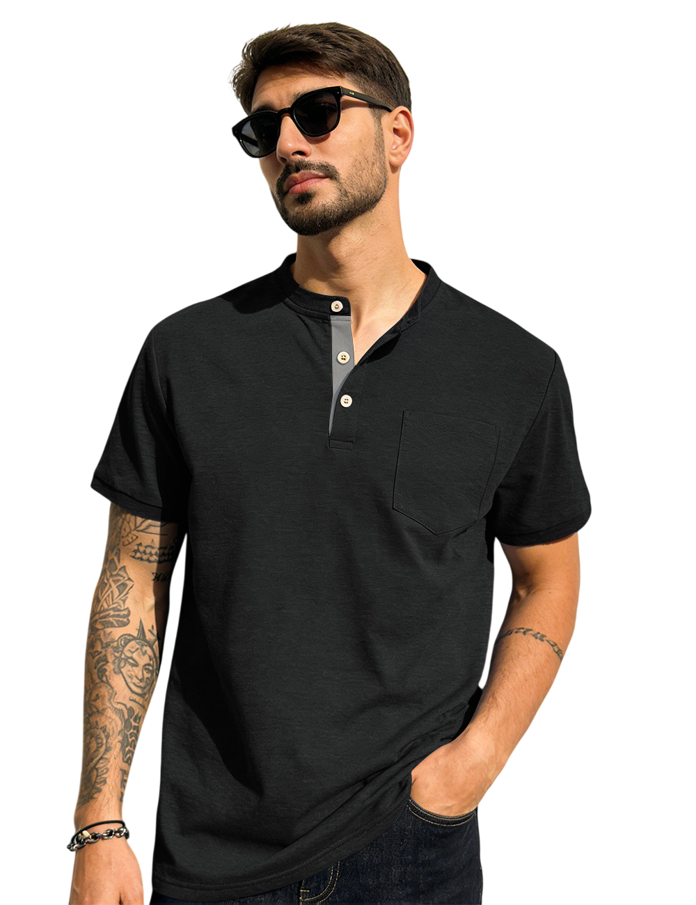 Men's Short Sleeve Henley T Shirt