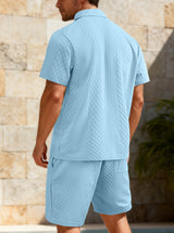 Men's Textured Polo Shirt and Shorts Set