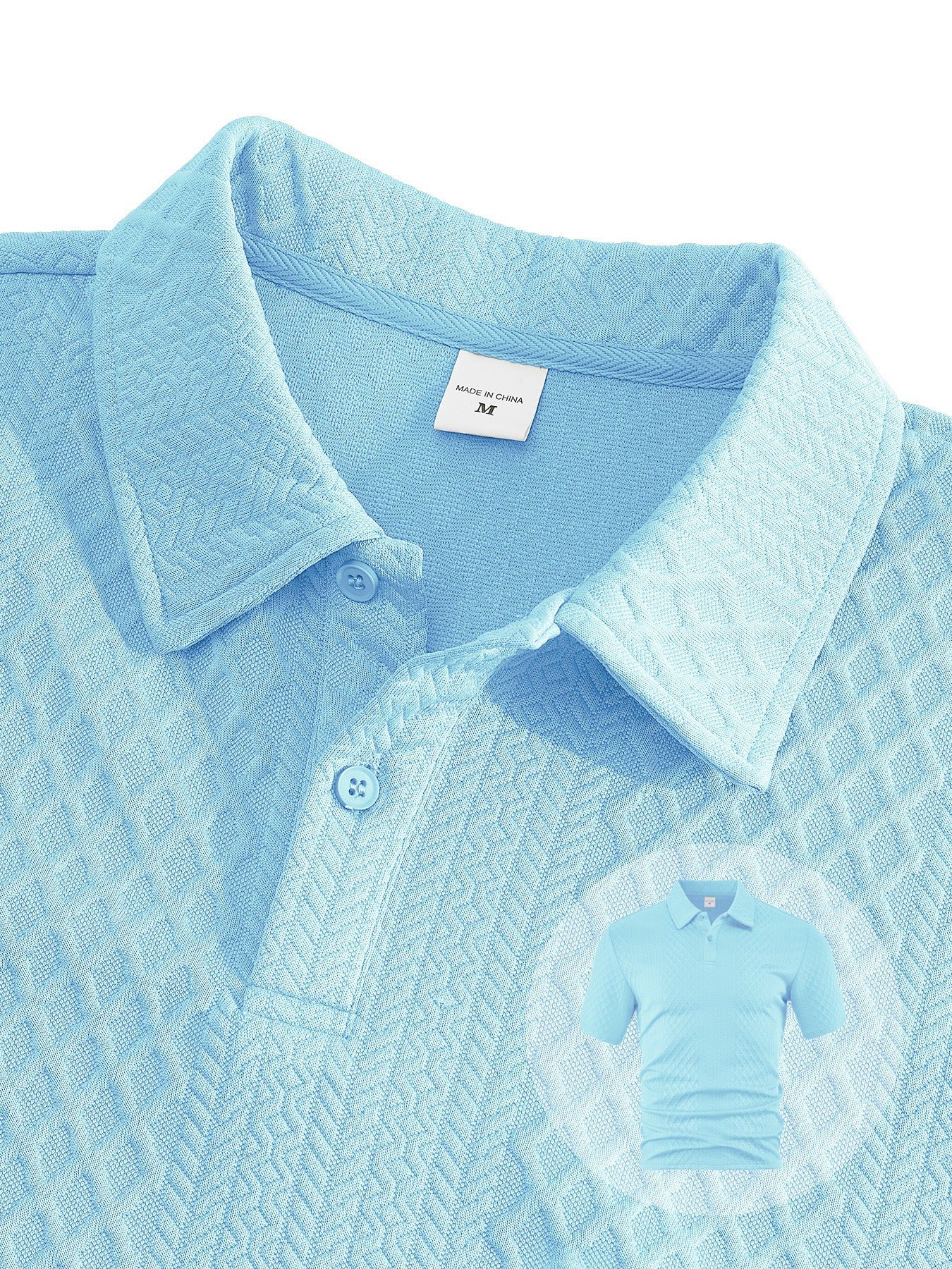 Men's Textured Polo Shirt and Shorts Set
