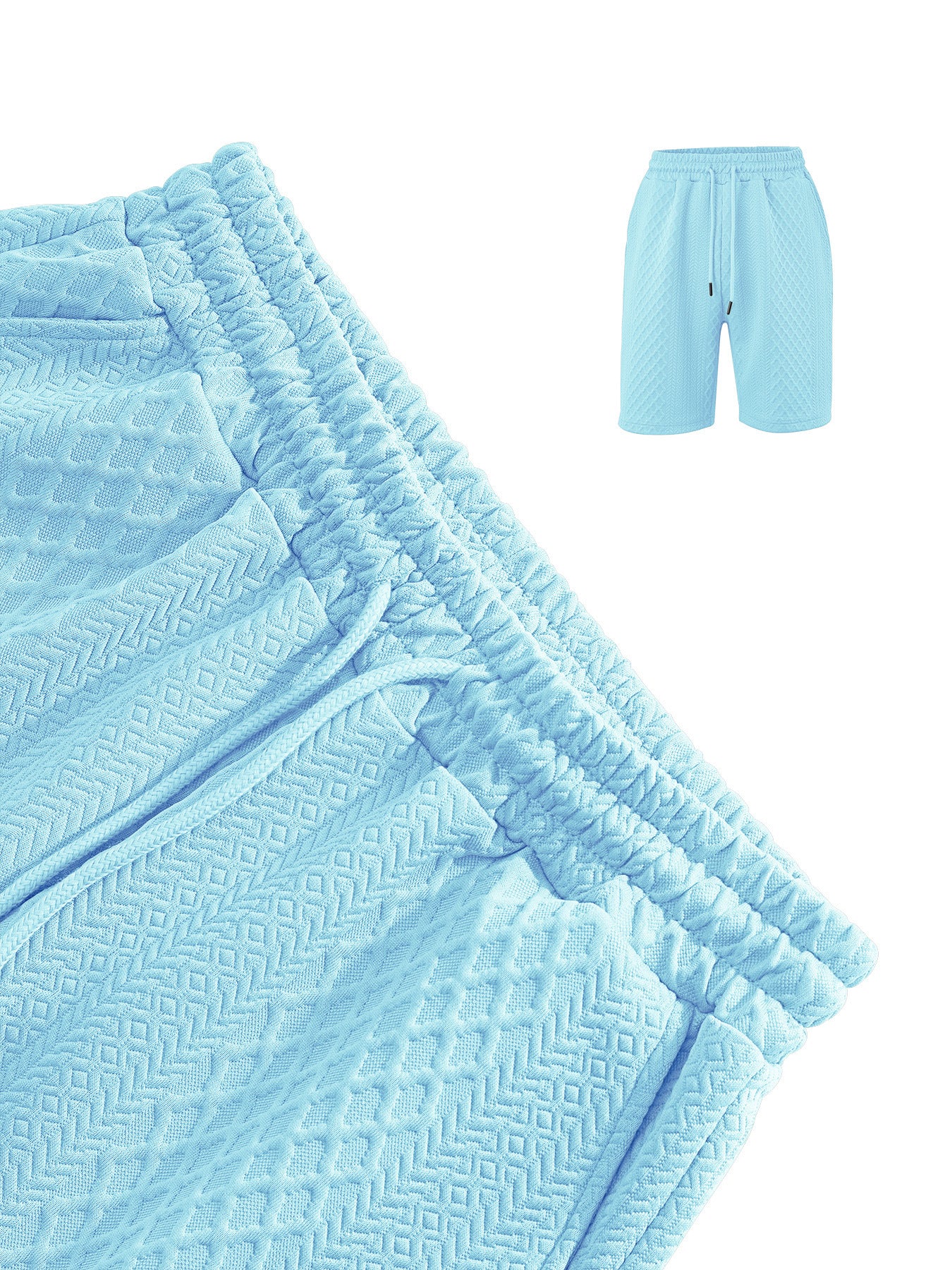 Men's Textured Polo Shirt and Shorts Set