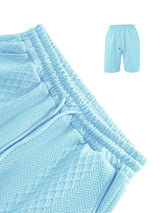 Men's Textured Polo Shirt and Shorts Set
