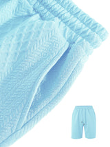 Men's Textured Polo Shirt and Shorts Set