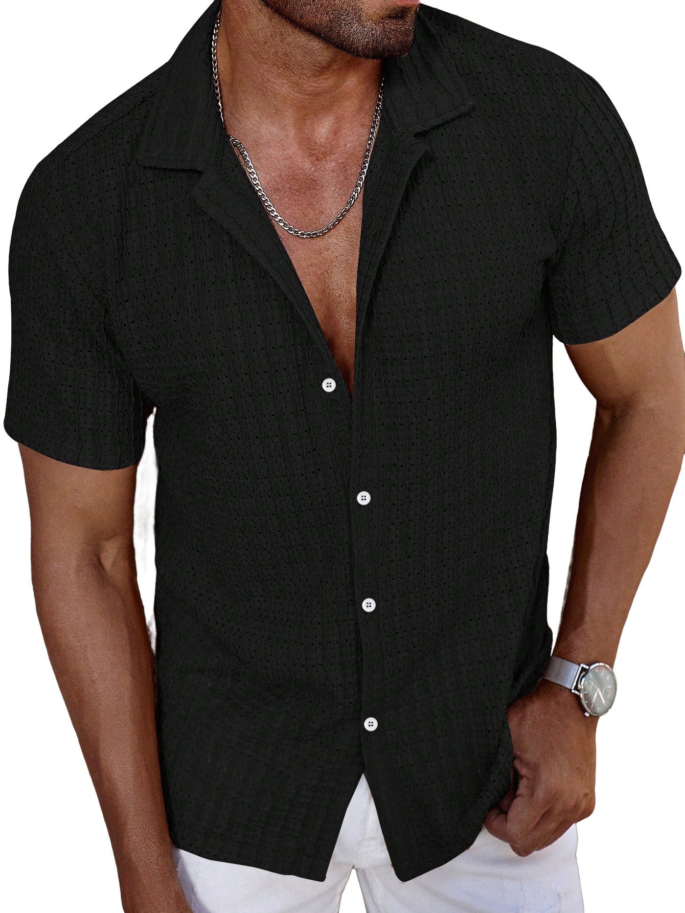 Men's Textured Short Sleeve Shirt