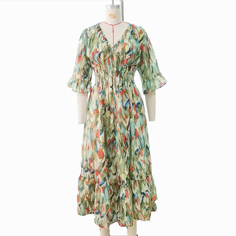 Women's Floral Smocked Midi Dress
