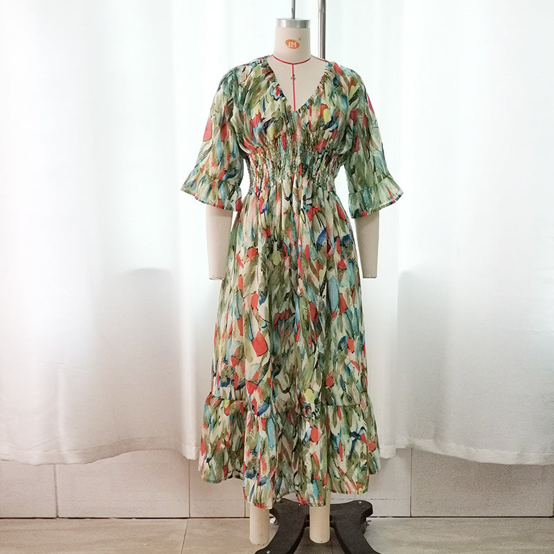 Women's Floral Smocked Midi Dress