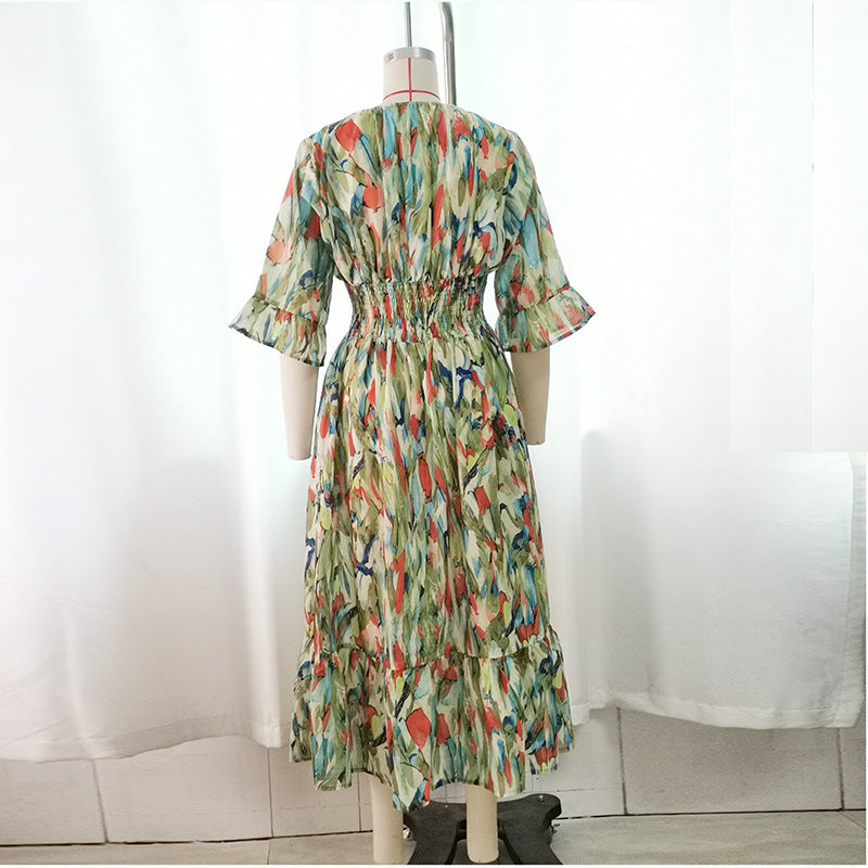 Women's Floral Smocked Midi Dress