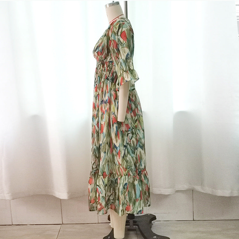 Women's Floral Smocked Midi Dress