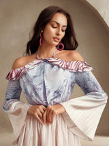 Women's Tropical Print Off Shoulder Maxi Dress