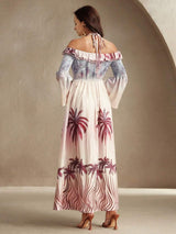 Women's Tropical Print Off Shoulder Maxi Dress