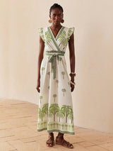 Women's Floral Wrap Waist Maxi Dress
