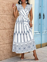 Women's Floral Wrap Waist Maxi Dress