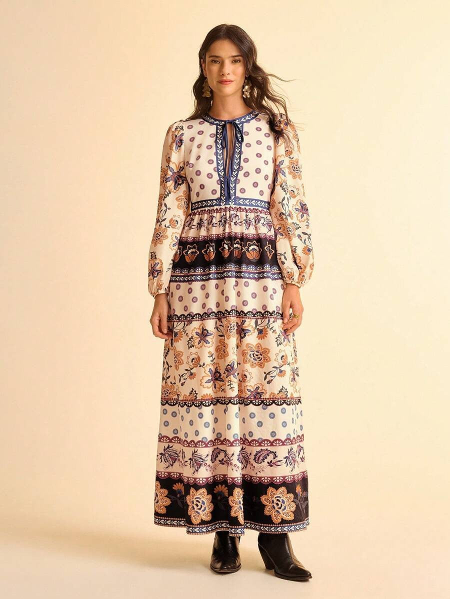 Women's Floral Long Sleeve Maxi Dress