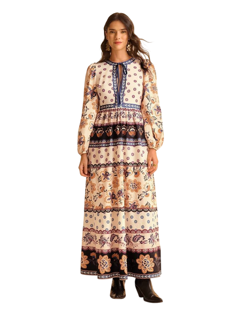 Women's Floral Long Sleeve Maxi Dress