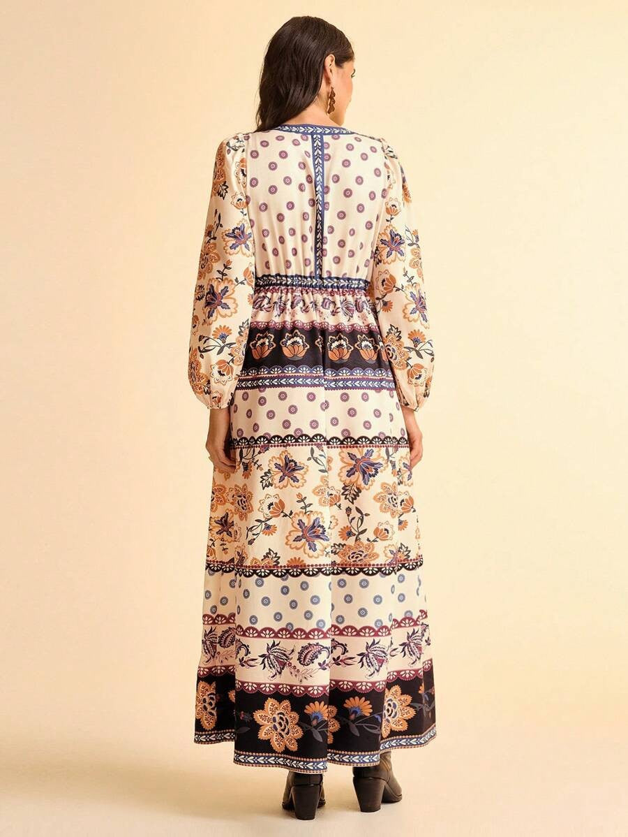 Women's Floral Long Sleeve Maxi Dress