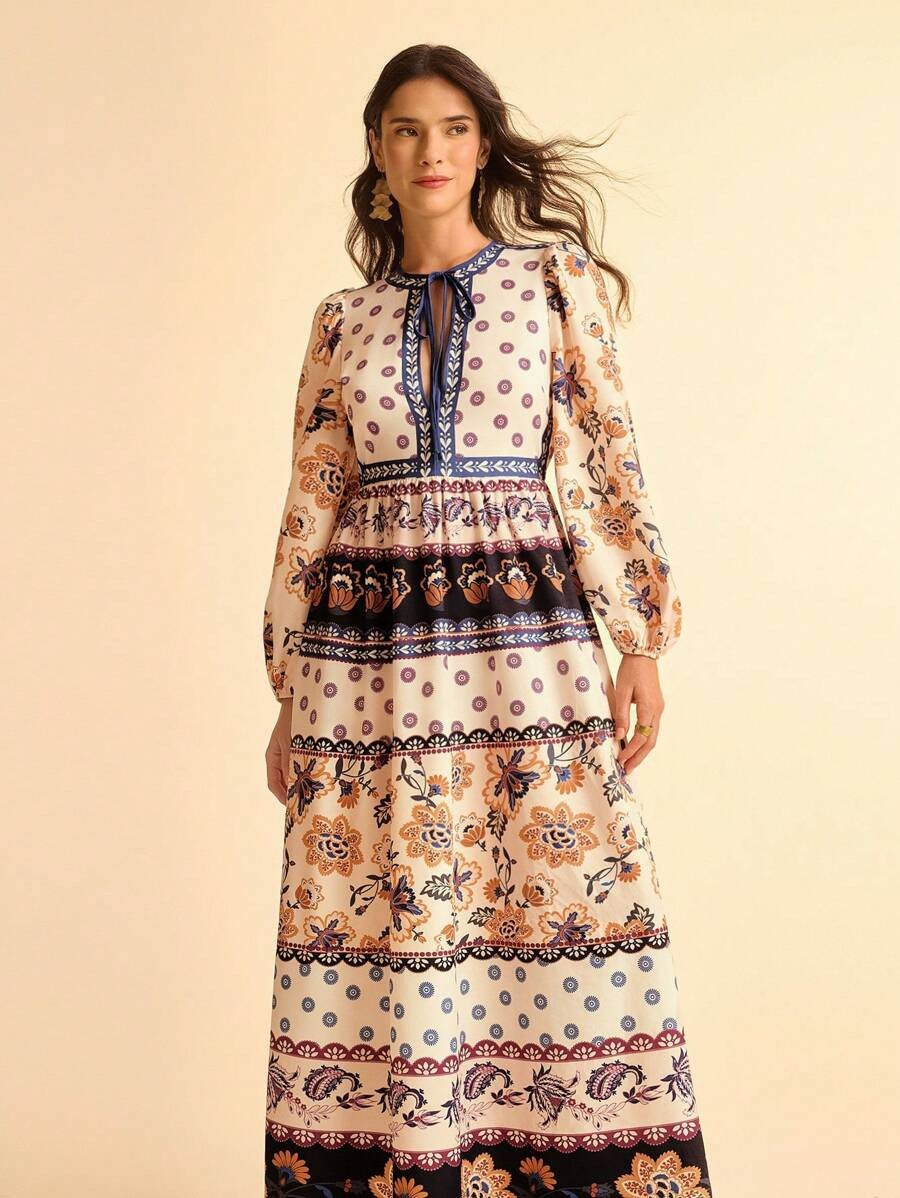 Women's Floral Long Sleeve Maxi Dress