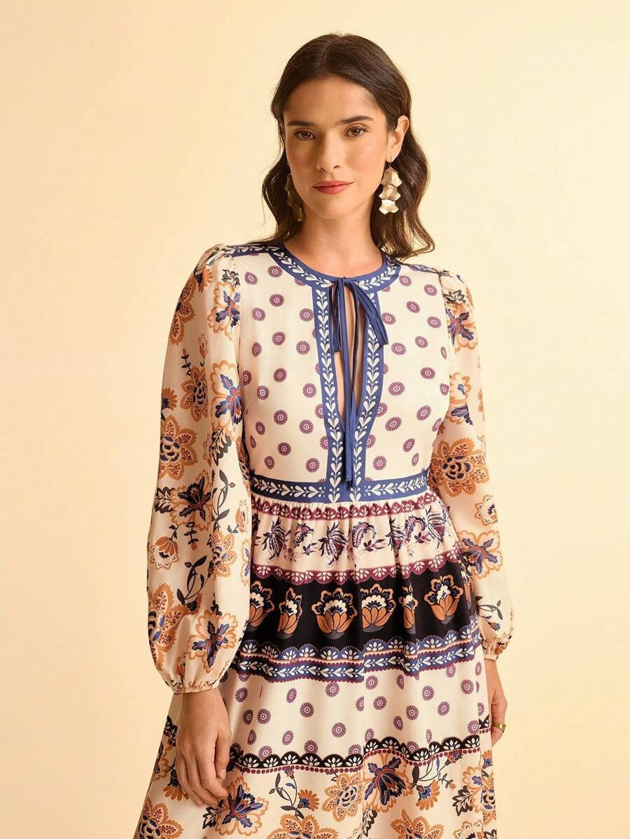 Women's Floral Long Sleeve Maxi Dress