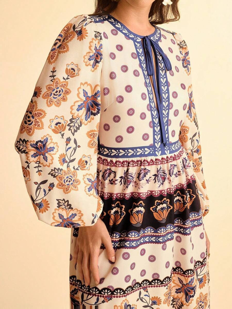 Women's Floral Long Sleeve Maxi Dress