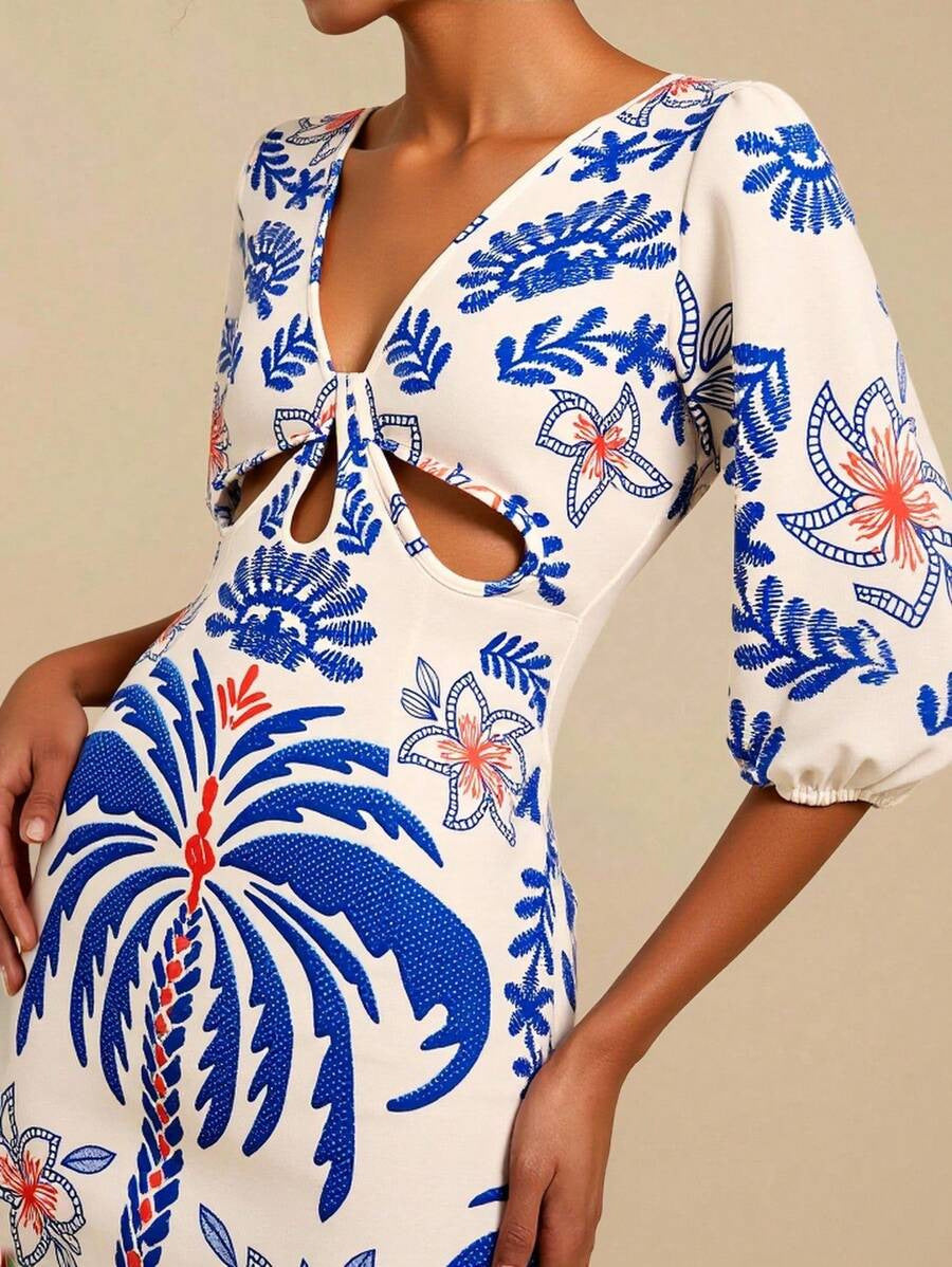 Women's Floral Cutout Mini Dress