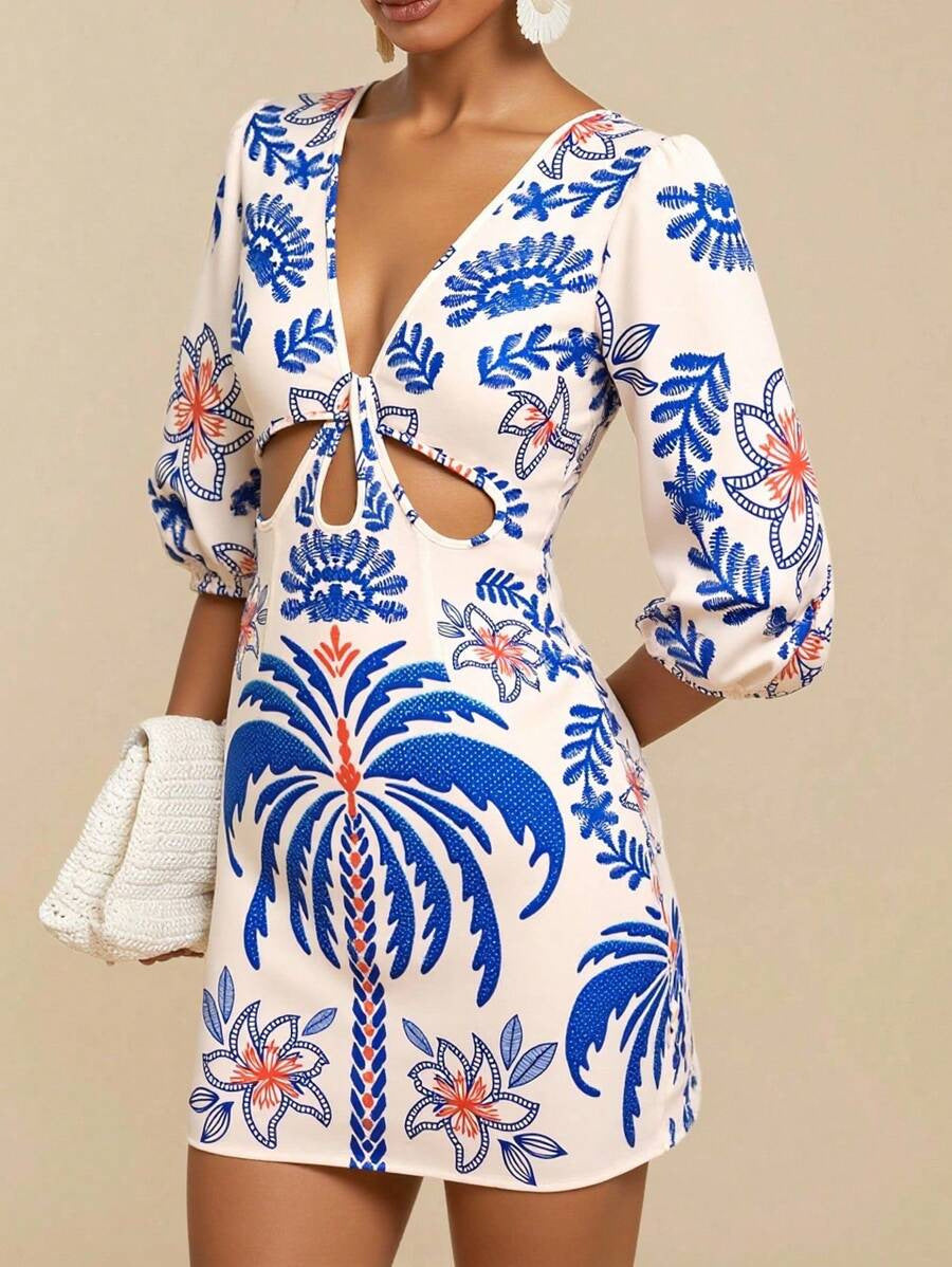 Women's Floral Cutout Mini Dress