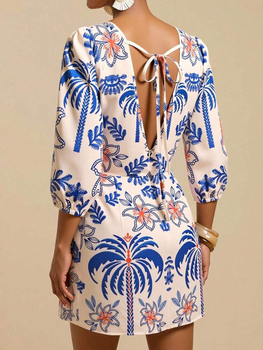 Women's Floral Cutout Mini Dress