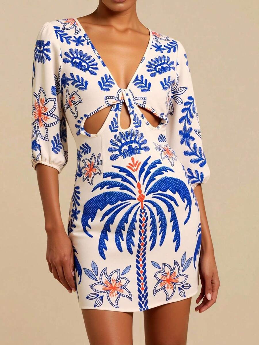 Women's Floral Cutout Mini Dress