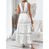 Women's Lace Trim Tiered Maxi Dress