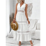 Women's Lace Trim Tiered Maxi Dress