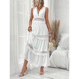 Women's Lace Trim Tiered Maxi Dress