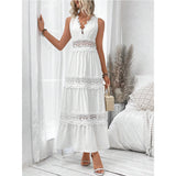 Women's Lace Trim Tiered Maxi Dress