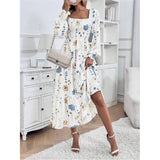 Floral Print Smocked Midi Dress