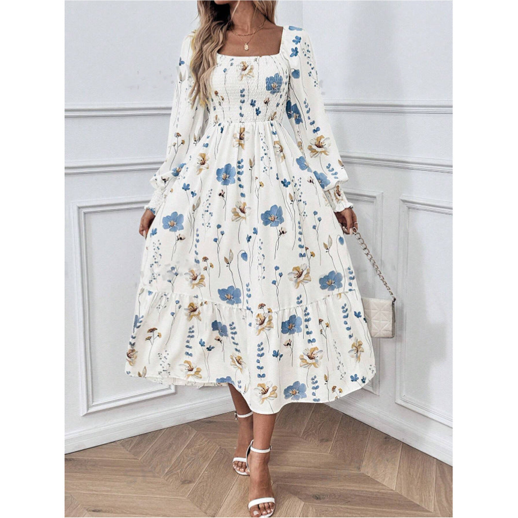 Floral Print Smocked Midi Dress