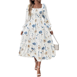 Floral Print Smocked Midi Dress