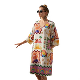 Tropical Print V-Neck Mini Dress